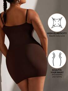 1件装加大码女士束腰连衣裙，无缝胸部和腰部系带连衣裙，加大码女士塑身裙连体裤，夏季