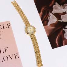 Modische wasserdichte Damenuhr, lässige Damen-Armbanduhr mit römischem Ziffernblatt, Quarz, Luxus-Stahlarmband für Frauen