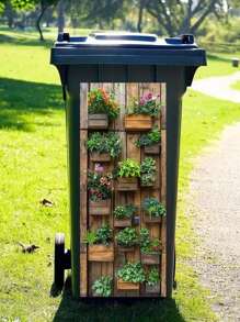 3D卡通垃圾人物花卉印花垃圾桶贴纸防水PVC户外垃圾桶海报可撕贴纸4种尺寸房间装饰墙面装饰墙贴墙贴