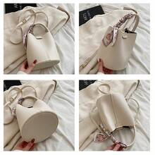 Women's Soft Leather Handbag, Summer One Shoulder Crossbody Bag, Scarf, Bucket, Clutch Bag, Versatile Bag For Shopping, Dating, Parties And Gatherings