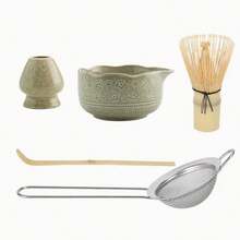 2件/5件抹茶套装，抹茶搅拌器套装包括抹茶碗、抹茶搅拌器、竹制抹茶搅拌器、勺子和抹茶筛，釉面陶瓷抹茶套装，适合茶爱好者 - 彩色 - 查看 14