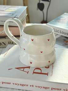 Bộ 1 cốc cà phê và đĩa sứ họa tiết hoa dễ thương, cốc phong cách Hàn Quốc chất lượng cao, cốc cà phê dung tích lớn có quai xách cỡ lớn, thích hợp cho văn phòng, gia đình, bữa sáng - Nhiều màu - Xem 18