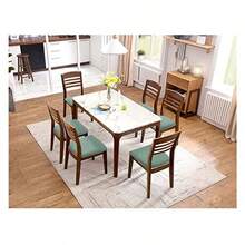 Stretch Jacquard Chair Seat Covers Set Of 6 Removable Washable Dining Chair Covers AntiDust Dining Room Chair Covers Seat Cushion Slipcovers 6 Dark Green - 深綠色 - 查看 2
