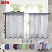 1 pièce Rideau transparent de couleur unie, rideau de fenêtre transparent à moitié, rideau filtrant de poche de tige pour ombrage. Convient pour la décoration de la cuisine, de la salle de bain et du café. Rideau de voile