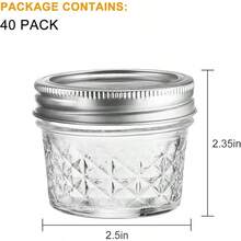 4oz Glass Jars With Lids Silver Mason Jars Ideal For Honey Jam Wedding Favor DIY Magnetic Mini  Jars For Kitchen Set Of 40 - Ngoại hình kim cương - Nắp hai mảnh - Xem 3