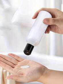 5 个 6.7 盎司透明塑料可再填充瓶，带黑色圆盘顶盖，透明塑料空挤压瓶，带圆盘顶翻盖，旅行容器小型防漏挤压瓶，带黑色翻盖，适用于洗漱用品、洗发水、乳液、护发素、旅行装化妆品、居家旅行，黑色 50ml/80ml/100ml//150ml/200ml - 彩色 - 查看 7