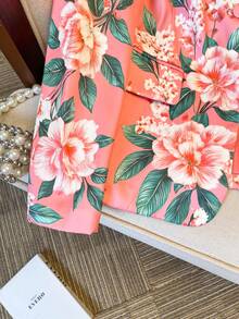 Mono con estampado de flores y hojas con botones delanteros, adecuado para el hogar, la playa, citas por la noche, bodas, vacaciones y la oficina