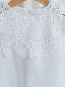 女童白色雪纺蕾丝连衣裙，婚礼花童礼服 - 白色 - 查看 6