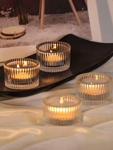 2 قطعة/مجموعة حاملات شموع صغيرة شفافة، حاملات شموع أمنية زجاجية، حاملات شموع دائرية زخرفية، تستخدم لديكور وسط الحفلات والأعراس (الأكواب فارغة، الشموع غير مشمولة)