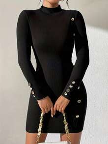 Schmal geschnittenes Bodycon-Kleid mit Schulterpolstern und Taillenzuschnürung