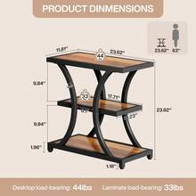 Tribesigns 3-Tier End Table With Storage, Industrial Side Table With Geometric Metal Design, Nightstand For Small Spaces, Living Room, Bedroom, Or Study Room - Rustic Brown - View 3