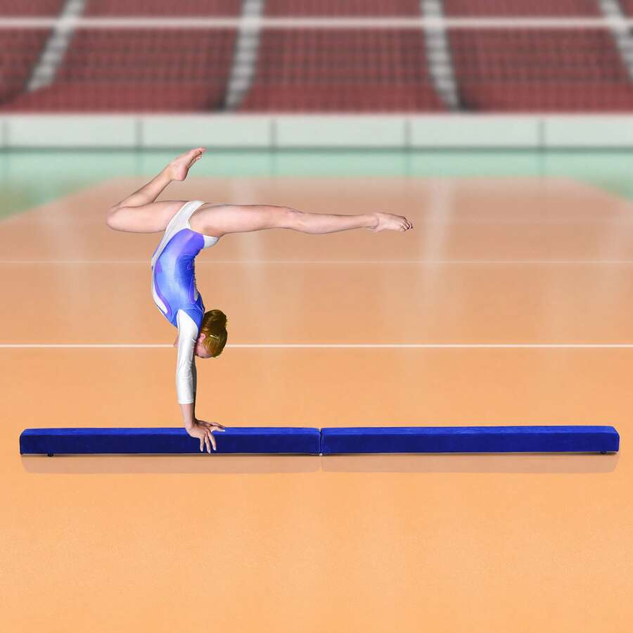 HOMCOM 2.1M 7FT Gymnastics Folding Balance Beam Home Gym Training Exercise Sports - Blue - Blue - View 1