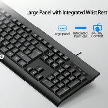 HP KM100 Silent Office Keyboard, Thin Chocolate Keycap Design, Silent Microswitch Technology, Plug And Play, Laptop/Desktop Compatible - Black - View 4