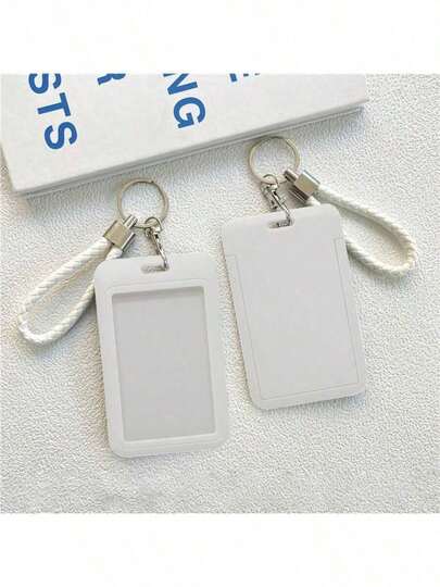 1pc Macaroon Color ABS Plain Stylish Cartoon Retractable Card Holder, Student Wristband Card Holder, Women Card Holder, ID/Bus Pass Protector, Student Campus Card Protector