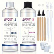 3.4OZ/6.8OZ/16OZ 环氧树脂套装 - 用于珠宝的透明液体环氧树脂、DIY 艺术工艺品模具铸造、易铸造树脂，附赠 4 根棒、2 个量杯、2 双手套、2 个滴管 | 适合初学者的完美入门套装