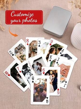 Cartas de juego personalizadas con estilo de corte central - Tarjetas de fotos personalizadas - Perfectas para regalos, bodas, fiestas y noches de juegos - El mejor regalo de recuerdo para parejas, amigos y familiares