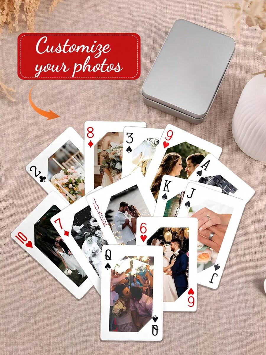 Custom Photo Playing Cards With Center Cut Style - Personalized Photo Cards - Perfect For Gifts, Weddings, Parties, And Game Nights - The Best Keepsake Gift For Partners, Friends, And Family