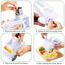 VIAJELUZ Trituradora de queso de plástico giratorio, rallador manual para queso y alimentos, accesorio de cocina eficiente y fácil de usar, material antideslizante, ideal para preparar recetas variadas, limpieza rápida - Blanco - Ver 5