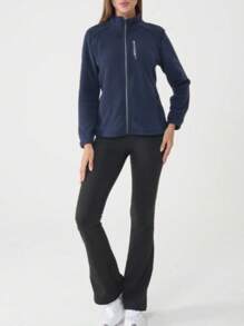 Plus Size Women Outdoor Fleece Jacket, Standing Collar Slim Zipper Sweatshirt, Hiking Sports Autumn & Winter Women's,Winter Women Coat