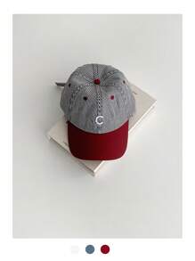 1pc New Arrival Contrasting Color Wide Brim Small Face Baseball Cap, Student Letter American Style Baseball Hat,