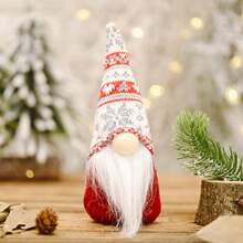 1pc Christmas Decoration Snowflake Knitted Hat Forest Gnome Figurine, Creative New Faceless Doll - Multicolor - View 9