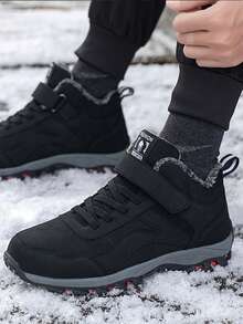 2025 Nowe zimowe buty śniegowe dla mężczyzn z pętelką na rzep, utrzymujące ciepło, sznurowane, do wędrówek na świeżym powietrzu, męskie, antypoślizgowe, odporne na zużycie, lekkie, proste, męskie botki do kostki, trekkingowe, miękkie, wygodne, trampki, festiwale, prezent, buty robocze dla mężczyzn, niezbędny strój zimowy, proszę wybrać rozmiar większy