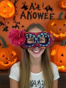 Halloween Exquisite Eye Mask Flowers Decoration Masquerade Props - Multicolor - View 5