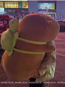 80厘米巨型水豚玩具大号水豚枕头仿真水豚动漫蓬松可爱动物柔软填充玩偶圣诞玩具礼物圣诞装饰 - 彩色 - 查看 6