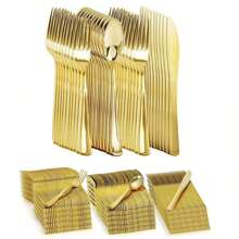 100/50/25pcs Gold Cake/Salad Knife/Spoon/Fork, Reusable And Washable, Suitable For Halloween, Christmas, Parties, Outdoor Events, Family Gatherings, Weddings, Festivals, Cake And Salad Utensil Set