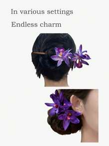 Purple Flower Hair Clip With A Sophisticated And Fashionable Vibe, Perfect For Adding A Touch Of Elegance And Sweetness To Any Hairstyle, Ideal For Beach Vacations And Photo Shoots.