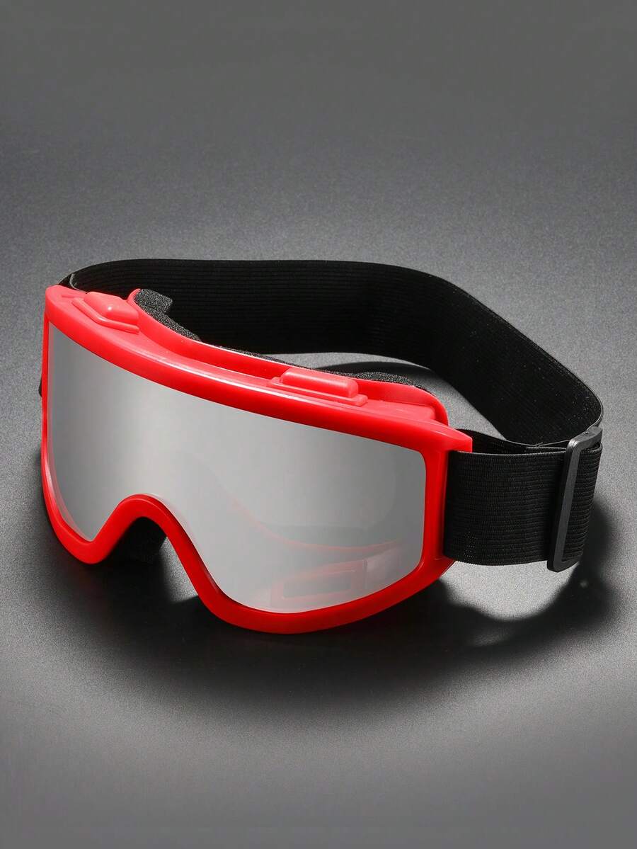 1 Kính trượt tuyết hình chữ nhật, gọng đen, tròng kính thủy ngân trắng, dành cho cả nam và nữ