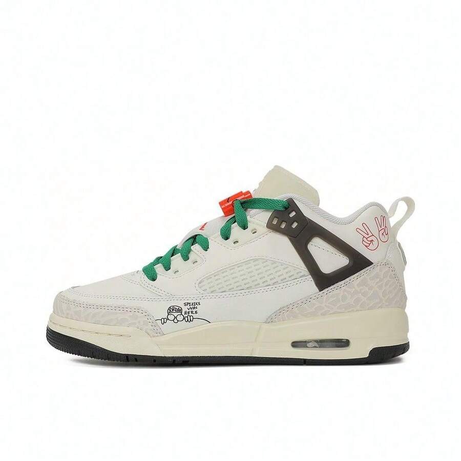 Nike JORDAN SPIZIKE LOW (GS) Girls' High Top Casual Comfort Sneakers For Daily Wear HQ1670-183 - White/Green/Red - View 1