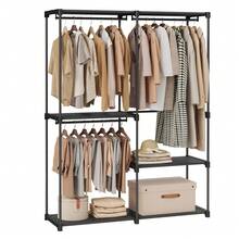 Clothes Wardrobe, Portable Closet, Clothes Garment Rack, 43 X 138 X 182 Cm, 3 Hanging Rods And Shelves, Large Capacity For Bedroom, Living Room, Laundry Room, Black - 黑色 - 查看 8
