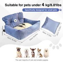 HAZOOWILL Hazowill 小型犬户外旅行汽车增高座椅、汽车旅行座椅、狗床、猫床、宠物垫、可拆卸保暖枕头、二合一狗屋,适用于贵宾犬、吉娃娃、比熊犬 - 彩色 - 查看 15