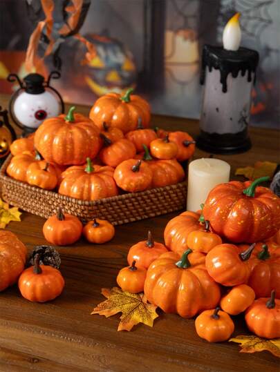 10/4 stuks/Halloween herfstdecoratie pompoen rekwisieten zwart wit geel roze veelkleurige selectie gesimuleerde pompoendecoratie is geschikt voor binnenplaats binnentafeldecoratie Halloween herfstfestival decoratie benodigdheden