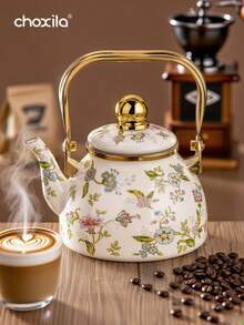 1pc Enamel Pot, Coffee Pot, Tea Pot, Large Capacity Water Kettle, Suitable For Gas Stove And Induction Cooktop, Universal Type