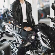 Par De Rodilleras Y Coderas De Moto Con Protección Metálica, Plástico PE de alta protección, amortiguador y resistente al desgaste, diseño ergonómico, adecuado para motocicletas, patinaje, bicicletas, BMX, esquí y rodilleras y coderas - Negro - Ver 5