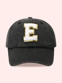 1pc Kids 26 Letters Baseball Cap, Washed Baseball Hat For Boys And Girls, Suitable For Outdoor Activities And Daily Wear, Sun Ion - Gold Label-black Washed Cap - View 18