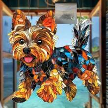 Yorkshire Terrier Acrylic Glass Hanging Decoration - 8" X 8" Hanging Suncatcher, Suitable For Windows, Cars And Home Decor - Animal Themed Birthday Gift For Dog Lovers - Durable Art Wall Decor For Garden, Porch, Bedroom, Office