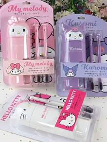 Sanrio 1 Hello Kitty Cute Cartoon Soft Bristle Portable Toothbrush With Storage Case, Deep Cleaning Effective, Compact Individual Packaging, Suitable For All, Great For Christmas And New Year Gifts