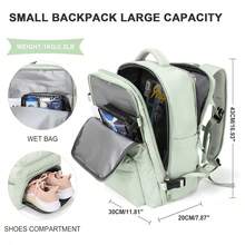 43x30x20cm Large Capacity Multifunctional Backpack, With Shoe Compartment, Dry And Wet Separation, Computer Compartment, USB Charging, Versatile Energy Five Colors, Travel Essential, Convenient Waterproof Large Capacity Backpack, Multifunctional Storage, Suitable For Commuting And Travel, Essential Large Capacity Backpack, Business Trips, Commuting, Travel Easy Storage, Simple And Stylish, Suitable For Short And Long Distance Travel, Vacation, Going Abroad, Visiting Relatives, Sports, Outdoor, Meet Your Travel Needs - Green - View 3