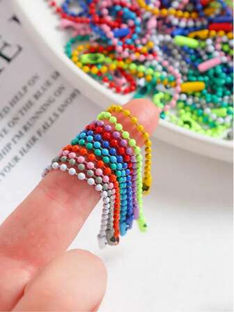 30/80 piezas Cadena de cuentas de colores, Cadena de bolas de cuentas redondas de colores para llavero, Adecuado para pulseras DIY, llaveros, accesorios de colgantes, Excelente para decoraciones colgantes y etiquetas, Ideal para hacer decoraciones de fiestas, regalos del Día de San Valentín, regalos de vuelta a la escuela (colores aleatorios), Pequeños accesorios de manualidades