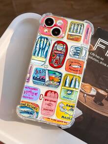Shockproof Retro Style Fashion Phone Case 1pc Retro Colorful Sardine Can Graphic Phone Case Transparent Protective Cover Compatible With Samsung/Apple Waterproof Anti-Fall Scratch Resistant International Version Not The Domestic Version Spring Gift - Multicolor - View 3