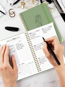 Trees Quaderno pianificatore settimanale non datato, agenda con programma giornaliero, pianificatore degli obiettivi con tracciamento delle abitudini, adatto per le donne