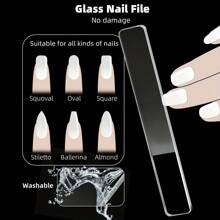 3件纳米玻璃指甲油锉，指甲块抛光条，打磨条，双面抛光条指甲锉，迷你指甲锉，修甲修脚工具，足部、手部和指甲护理，礼物，旅行必需品 - 無色 - 查看 7