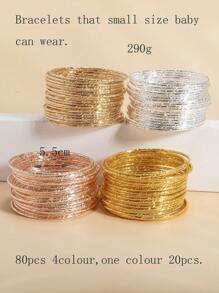 20pcs 3-14Y Girls' Delicate Glitter Bamboo Knot Stacking Bangle Bracelets - one-size - View 14