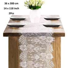 2 Chiếc Khăn Trải Bàn Ren Trắng 14 X 118 Inch Khăn Trải Bàn Thêu Phong Cách Boho Cho Tiệc Cưới, Trang Trí Tiệc Cô Dâu Khăn Trải Bàn Phong Cách Rustic Cổ Điển - Nhiều màu - Xem 14