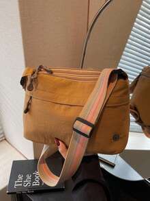 多口袋时尚百搭斜挎包，简约单肩工作通勤包，小众休闲斜挎包 - 彩色 - 查看 14