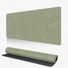 波西米亚风绿叶桌垫 | 加长鼠标垫,缝边设计 | 可水洗防滑橡胶底座 | 自然灵感设计,适用于办公室或家庭工作空间,家庭办公配件 | 自然风格装饰 | 鼠标垫,游戏鼠标垫,桌面配件,办公用品,桌垫 - 彩色 - 查看 3