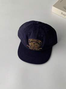 1pc Sunrise Pattern Letter Embroidered Flat Brim Wide Brim Baseball Cap, Spring/Summer Outing, Face-Flattering Casual Hip Hop Snapback Hat, Sun Protection